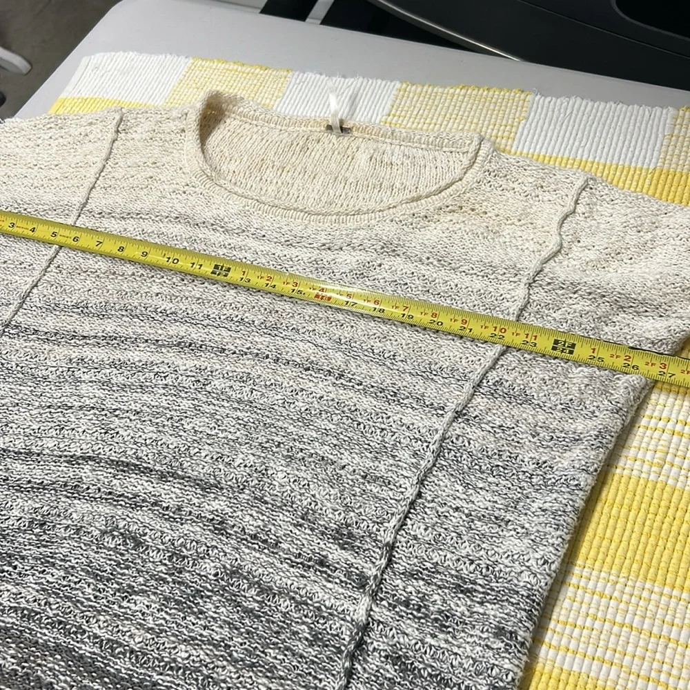 Free People Black and Gray Crew Neck Sweater XS S Oversized Side Slit